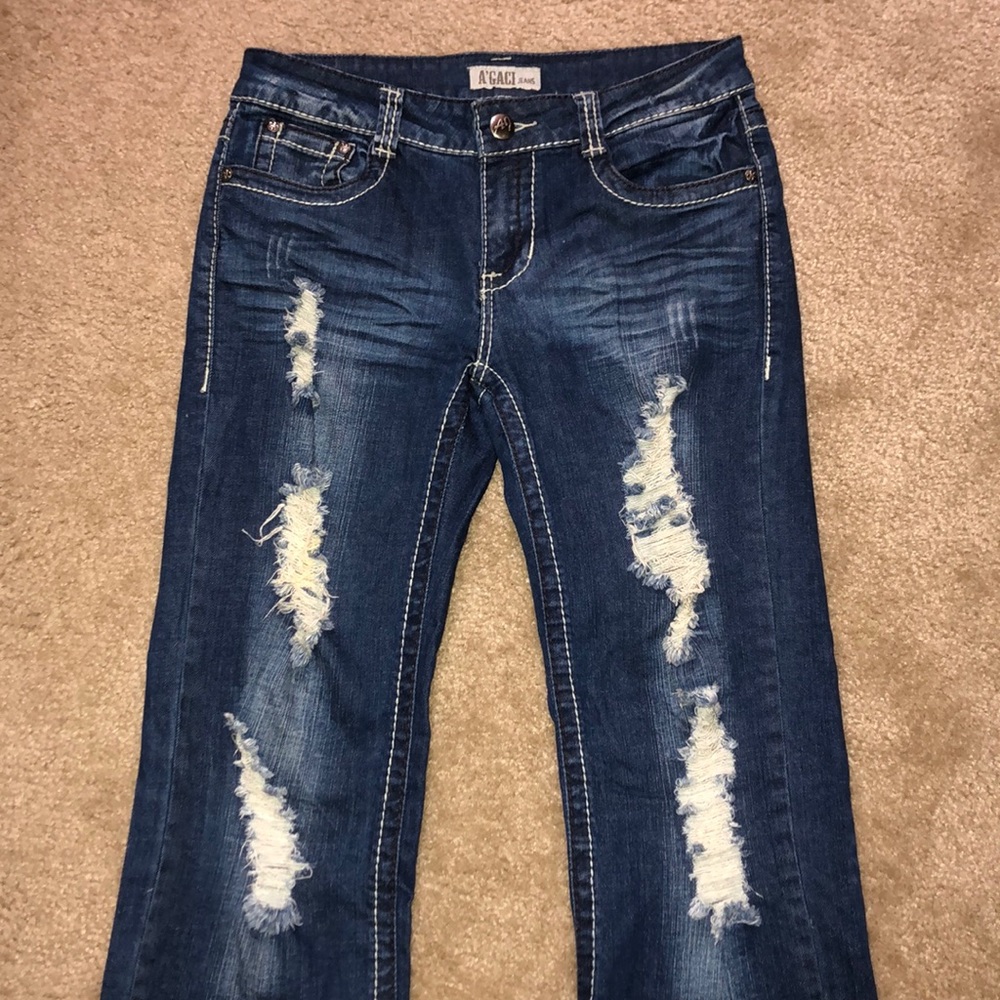 A’gaci destroyed ripped denim jeans 9/10 short